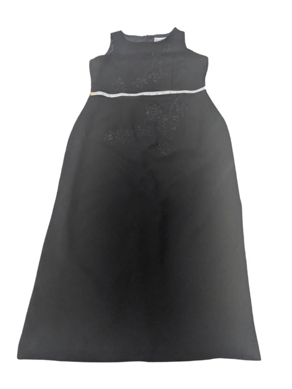 Sheri Martin NY Black Floral Embroidered Sheath Dress Size 14 - Picture 6 of 7
